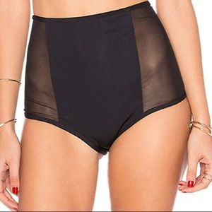 High waisted black Brazilian cut bikini bottoms